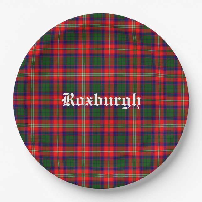Plato De Papel Tartan Personalizado del Distrito Roxburgh de Esco (Anverso)