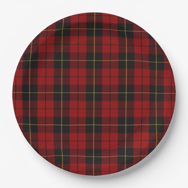 Plato De Papel Tartan Wallace Plaid Clánico Escocés (Anverso)