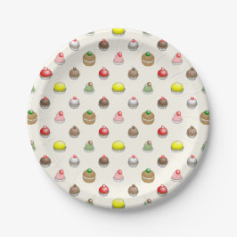 Plato De Papel Tartas Pequeñas Coloridas