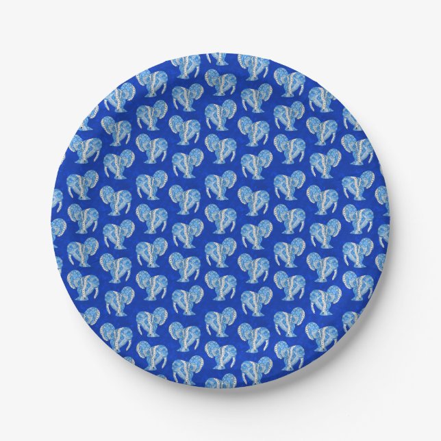 Plato De Papel Tatuaje tribal Manatees Ocean Blue (Anverso)