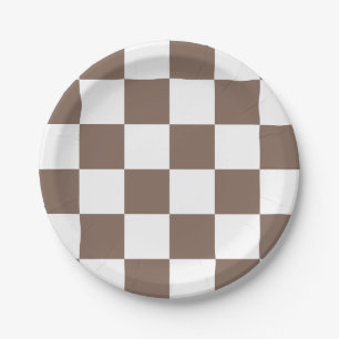 Plato De Papel Taupe Brown/White Checkpoint