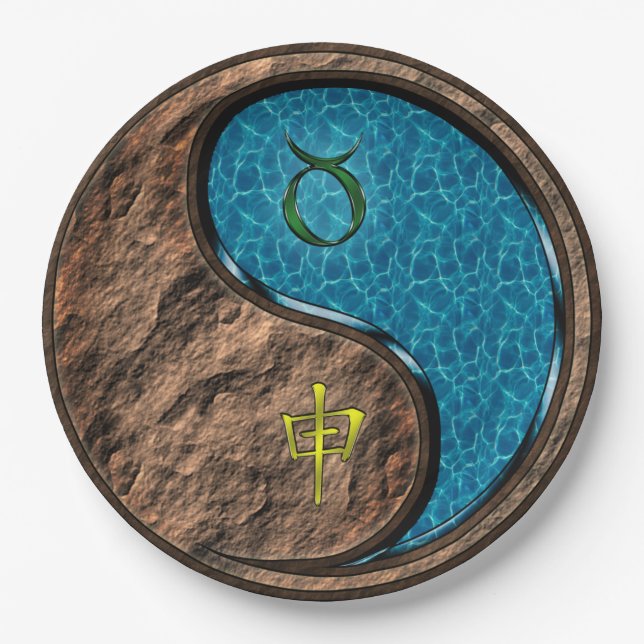 Plato De Papel Tauro y Mono de Agua (Anverso)