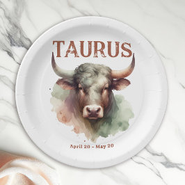 Plato De Papel Taurus Bull Zodiac Fiesta de cumpleaños temática