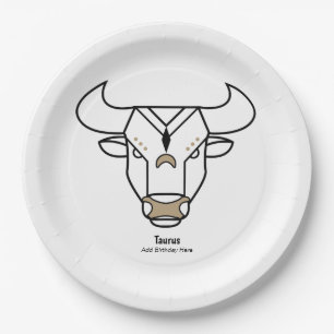 Plato De Papel Taurus el oro negro del toro zodiaco personalizado