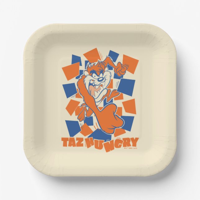 Plato De Papel TAZ™ Hungry Smashing Through Checker (Anverso)