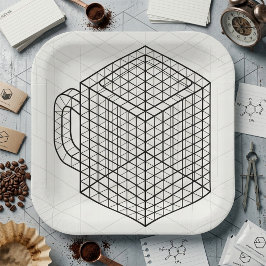 Plato De Papel Taza de café geométrica Arte de rejilla isométrica