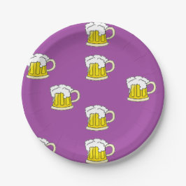 Plato De Papel Taza de cerveza espumosa en morado