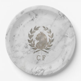 Plato De Papel Taza de gato de mármol Carrara personalizada Le Ch