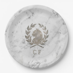 Plato De Papel Taza de gato de mármol Carrara personalizada Le Ch