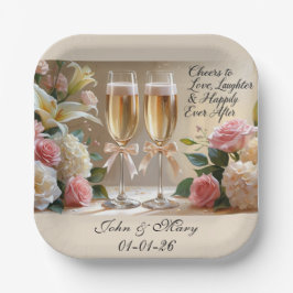 Plato De Papel Taza de papel para boda personalizada: Felices par