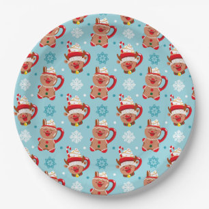 Plato De Papel Taza festiva de Navidad de cacao