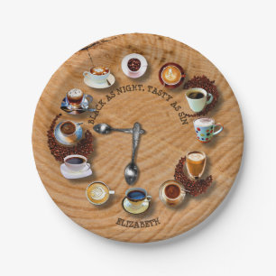 Plato De Papel Tazas de café sólo con las habas como reloj
