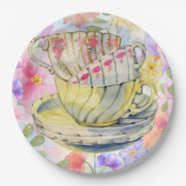Plato De Papel Tazas de té florales bonitas