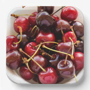 Plato De Papel tazón de cerezas