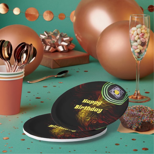 Plato De Papel Tazón De Césped Rojo Y Amarillo, Placas De Papel D (Multi)