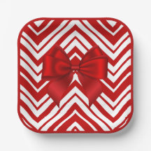 Tazón de Papel Festivo con Lazo Rojo y Zig Zags