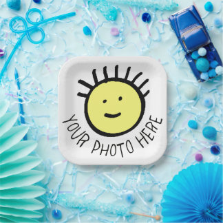 Plato De Papel Tazones de papel cuadrados con foto/logotipo perso