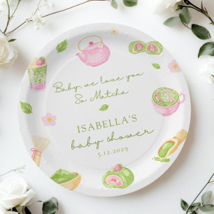 Plato De Papel Te Amamos Tanto Matcha Baby Girl Shower