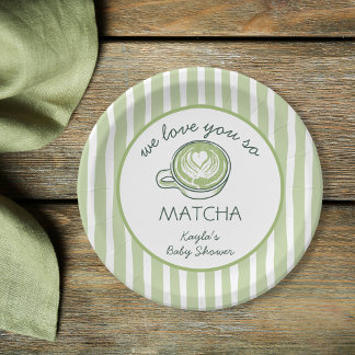 Plato De Papel Te Amamos Tanto Matcha Green Tea Baby Shower