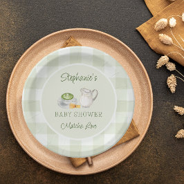 Plato De Papel Te Amamos Tanto Matcha Verde Gingham Baby Shower