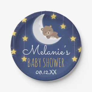 Plato De Papel Te Amas Dormido El Baby Shower De La Moon Back 