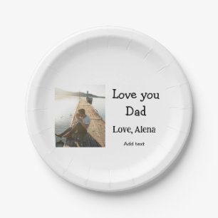 Plato De Papel Te amo el día de papá padre elegante agregar texto