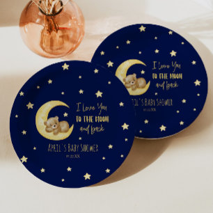 Plato De Papel Te Amo Hasta La Luna Oso De Peluche Baby Shower