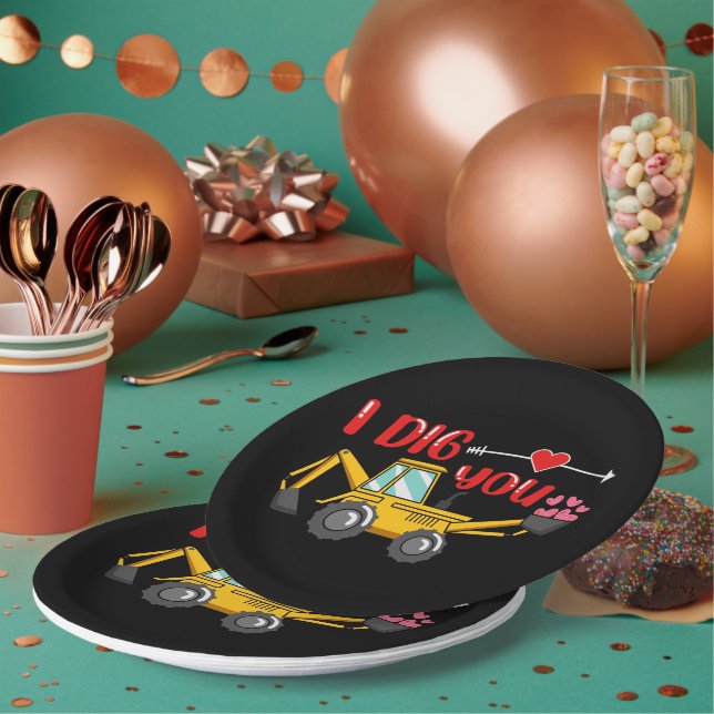 Plato De Papel Te Cavo Backhoe Valentine (Multi)