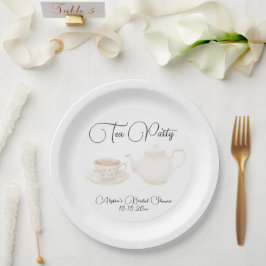 Plato De Papel Té de boda con acuarela Desayuno nupcial