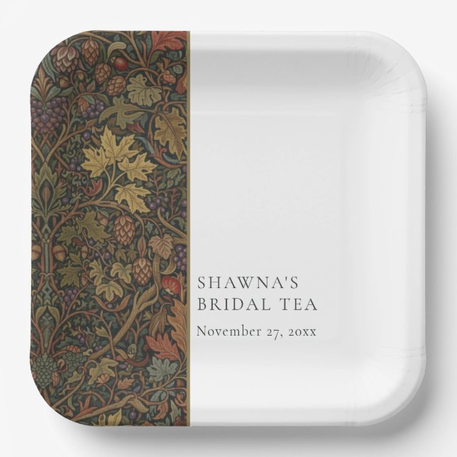 Plato De Papel Té de ducha botánico de cottage vintage elegante d (Anverso)