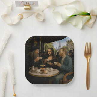 Plato De Papel Té de la Tarde con Amigos en París