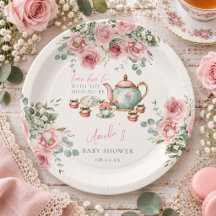 Té floral rosa con la futura mamá en el baby showe