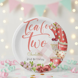 Plato De Papel Té para dos, cumpleaños con flores de té