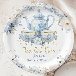 Plato De Papel Té para dos, fiesta de té de baby shower, floral a