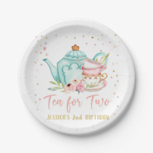 Plato De Papel Té para dos Fiestas Chicas Floral de té cumplea