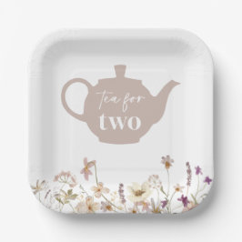 Plato De Papel Té Para Dos Flores