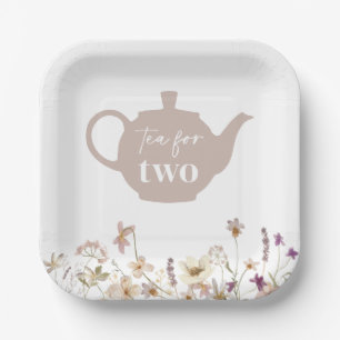 Plato De Papel Té Para Dos Flores