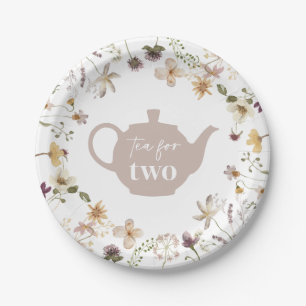 Plato De Papel Té Para Dos Placas De Papel Floral