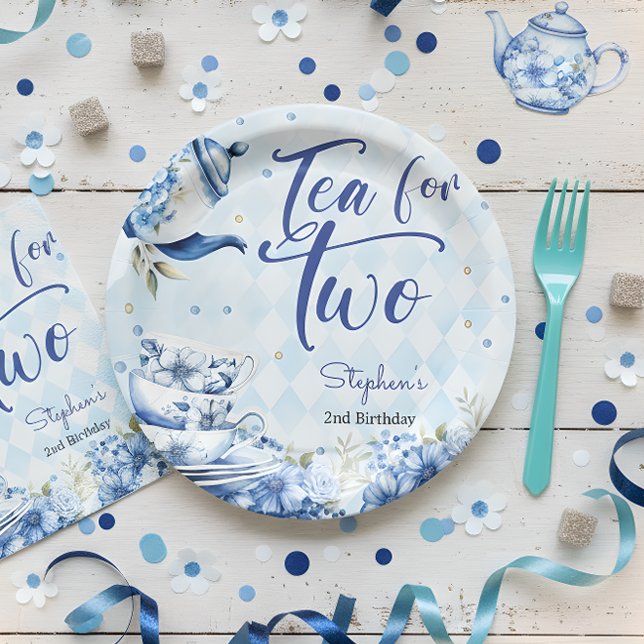 Plato De Papel Té para dos, segundo cumpleaños para niños (Subido por el creador)