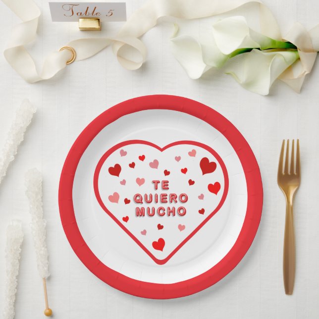 Plato De Papel Te Quiero Mucho Valentine's (Boda)