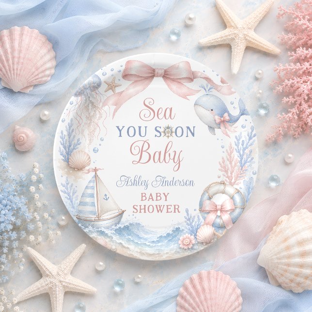Plato De Papel Te Vemos Pronto Bebe Fiesta Costera de Bebe (Subido por el creador)