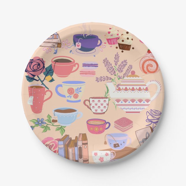 Plato De Papel Té Y Libros (Anverso)