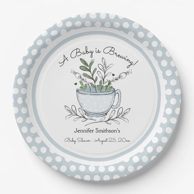 Plato De Papel Tea Cup Tea Fiesta Baby Shower Placa de papel (Anverso)