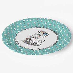Plato De Papel Tea Fiesta Westie - West Highland White Terrier