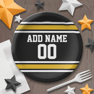 Plato De Papel Team Jersey con nombre y número personalizados