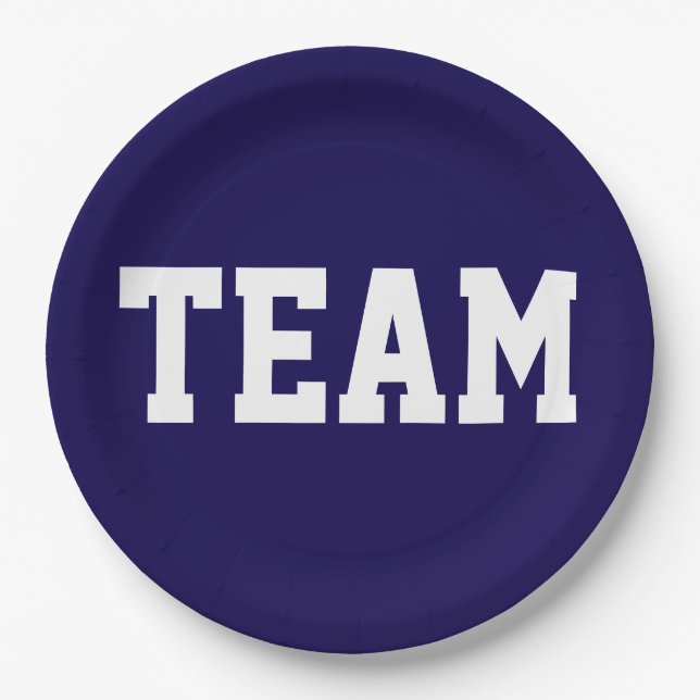 Plato De Papel TEAM Sporty Athletic White Text On Deep Navy Blue (Anverso)