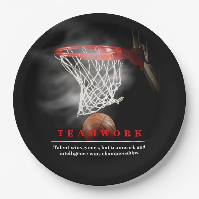 Plato De Papel Teamwork Basketball Motivational Inspirational (Anverso)
