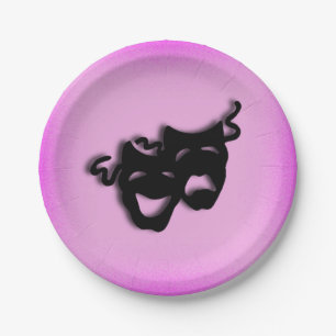 Plato De Papel Teatro Pink de Comedia y Tragedia