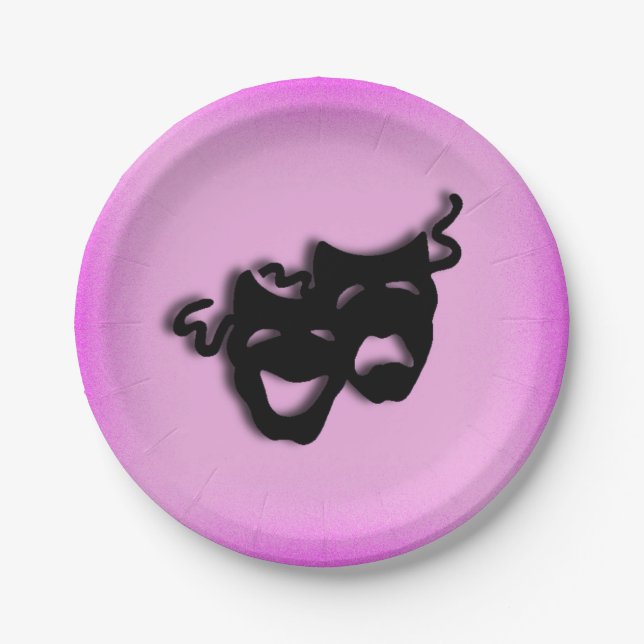 Plato De Papel Teatro Pink de Comedia y Tragedia (Anverso)