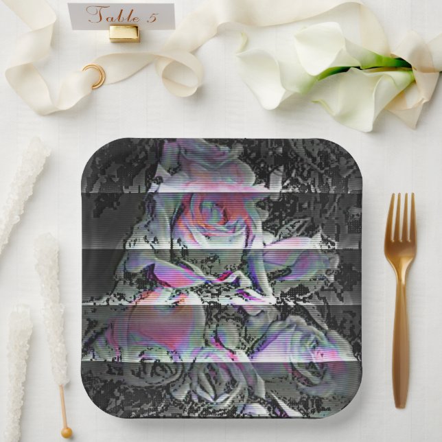 Plato De Papel Techno Bouquet   Paper Plates (Boda)